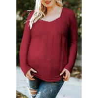 Azura Exchange Lace Crochet V Neck Long Sleeve Top - M thumbnail