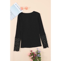 Azura Exchange Lace Hem Sleeve Button Top - XL thumbnail
