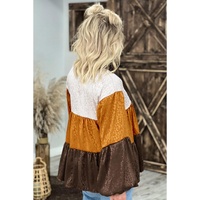 Azura Exchange Balloon Sleeve Color Block Blouse - S thumbnail