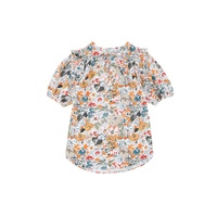 Azura Exchange Multicolor Split V Neck Flower Print Blouse - M thumbnail