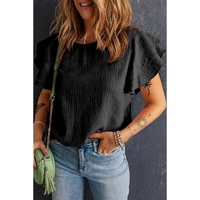 Azura Exchange Tiered Ruffled Short Sleeve Blouse - L thumbnail