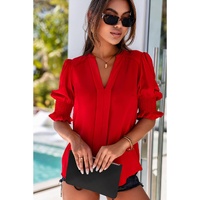 Azura Exchange Half Sleeve V Neck Blouse - M thumbnail