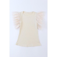 Azura Exchange Ruffle Sleeve Ribbed Knit Top - L thumbnail