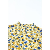 Azura Exchange Floral Ruffle Mock Neck Blouse - S thumbnail