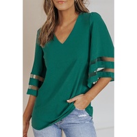 Azura Exchange Flare Sleeve V Neck Loose Blouse - M thumbnail