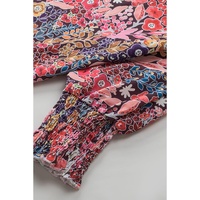Azura Exchange Floral Print Shirred Sleeve Tunic Blouse - XL thumbnail