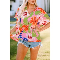 Azura Exchange Loose Fit Floral Print V Neck Tunic Blouse - XL thumbnail