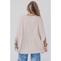 Azura Exchange Ribbed Knit Batwing Sleeve Tunic - L thumbnail