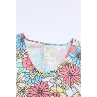 Azura Exchange Floral Print V Neck Half Sleeve Blouse - M thumbnail