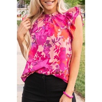 Azura Exchange Flutter Sleeves Frilled Neck Blouse - M thumbnail