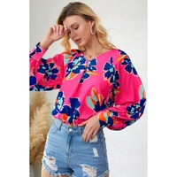 Azura Exchange Puff Sleeve Blouse with Flower Print - L thumbnail