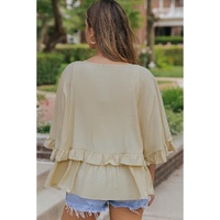 Azura Exchange Draped Batwing Sleeve Ruffle Top - S thumbnail