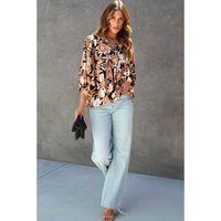 Azura Exchange Floral Print 3/4 Sleeve Blouse - M thumbnail