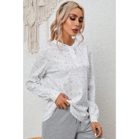 Azura Exchange Relaxed Rib Knit Long Sleeve Henley Top - M thumbnail
