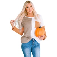 Azura Exchange Textured Knit Top with Colorblock Chest Pocket - M thumbnail