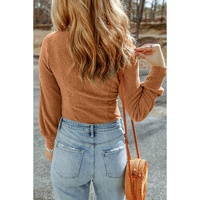 Azura Exchange U Neck Textured Long Sleeve Top - L thumbnail