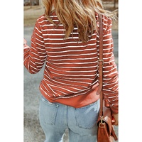 Azura Exchange Striped Print Ribbed Trim Top - M thumbnail
