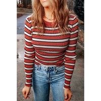Azura Exchange Striped Ribbed Knit Slim Fit Top - L thumbnail