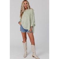 Azura Exchange Oversize Ribbed Roll-tab Sleeve Top - S thumbnail