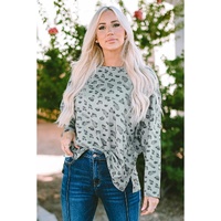Azura Exchange Animal Print Stitching Loose Long Sleeve Top - S thumbnail