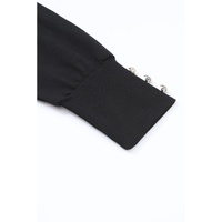 Black Asymmetrical Cut Out Buttoned Long Sleeve Top - XL thumbnail