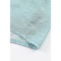 Green Ruffled Square Neck Cuffs Long Sleeve Blouse - M thumbnail