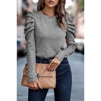 Azura Exchange Buttoned Puff Long Sleeve Sheath Top - L thumbnail