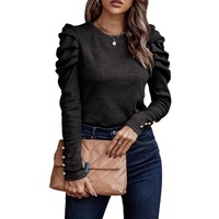 Azura Exchange Buttoned Puff Long Sleeve Sheath Top - S thumbnail