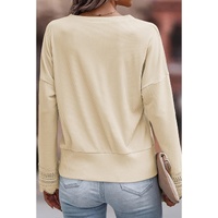 Azura Exchange Lace Trim V Neck Long Sleeve Top - M thumbnail