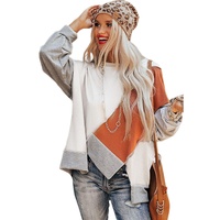 Azura Exchange Colorblock Stitching Irregular Hem Long Sleeve Top - XL thumbnail