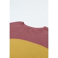 Red Colorblock Striped Bishop Sleeve Top - M thumbnail