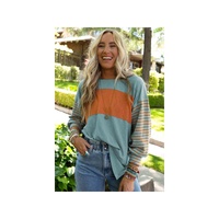 Azura Exchange Striped Bishop Sleeve Top - M thumbnail