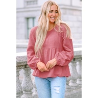 Azura Exchange Textured Bubble Sleeve Blouse - XL thumbnail
