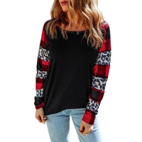 Azura Exchange Plaid & Leopard Print Off Shoulder Top - S thumbnail