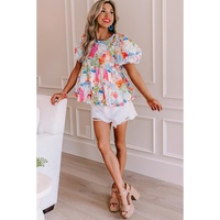 Sky Blue Parisian Avenue Babydoll Top - L thumbnail