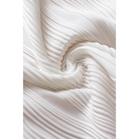 White Solid Color Textured V Neck Short Sleeve Top - S thumbnail