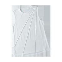 White Crew Neck Pleated Tank Top - XL thumbnail