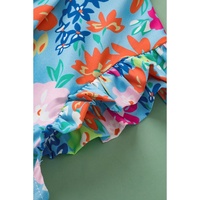 Sky Blue Frilled Collar Floral Vest - L thumbnail