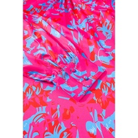Purple Printed Bubble Sleeve Mock Neck Blouse - L thumbnail