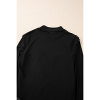 Black Sequin Velvet Sheer Mesh Mock Neck Blouse - XL thumbnail