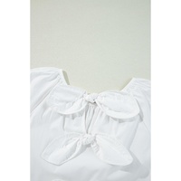 White Bow Knot Cutout Back Loose Fit 3/4 Sleeve Blouse - L thumbnail