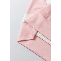Light Pink Colorblock Striped Drop Shoulder Long Sleeve Top - L thumbnail
