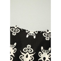 Black Vintage Geometric Printed 3/4 Sleeve V Neck Blouse - M thumbnail