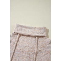 Apricot Drawstring Cowl High Neck Long Sleeve Split Top - M thumbnail