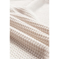 Oatmeal Waffle Knit Buttoned Front Raglan Sleeve Loose Blouse - L thumbnail