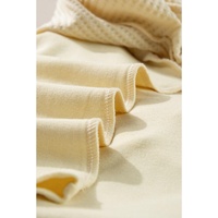 Beige Thermal Knit Patchwork Exposed Seam Long Sleeve Top - M thumbnail