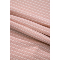 Pink Stripe Cowl Neck Side Slits Loose Fit Long Sleeve Top - L thumbnail
