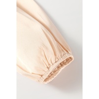 Oatmeal Lace-up Keyhole Back Ruffled Peplum Blouse - L thumbnail