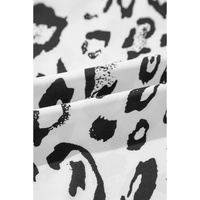 Black Leopard Print Ruched V Neck 3/4 Sleeve Blouse - L thumbnail