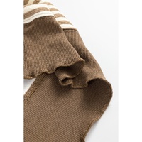Brown Stripe Loose Drop Shoulder Long Sleeve Top - 2XL thumbnail